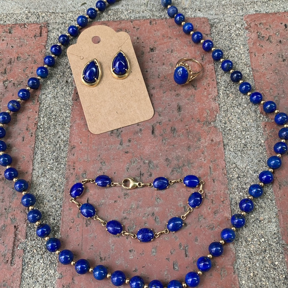 Vintage Blue Lapis Lazuli 4-piece set